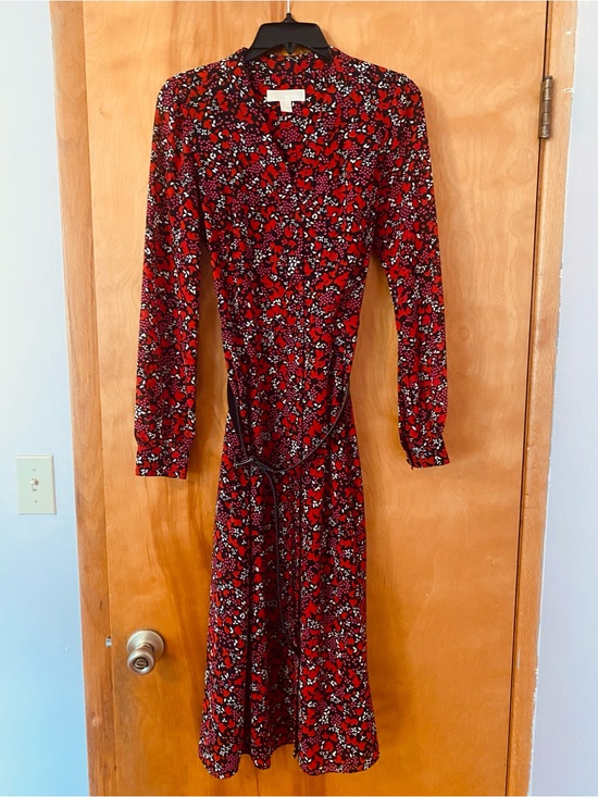 Michael Kors Dresses & Skirts - Black Michael Kors Red & Cream Print Maxi Dress with Belt-Waist